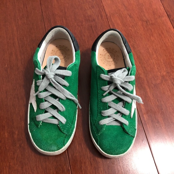 Final$ Golden Goose super kids low top suede sneaker EU29 US12 green white stars - Picture 14 of 14